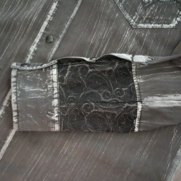 Moonshine Spirit Mens Western Long Sleeve Slim Fit Pearl Snap Shirt, Medium - Picture 5 of 13